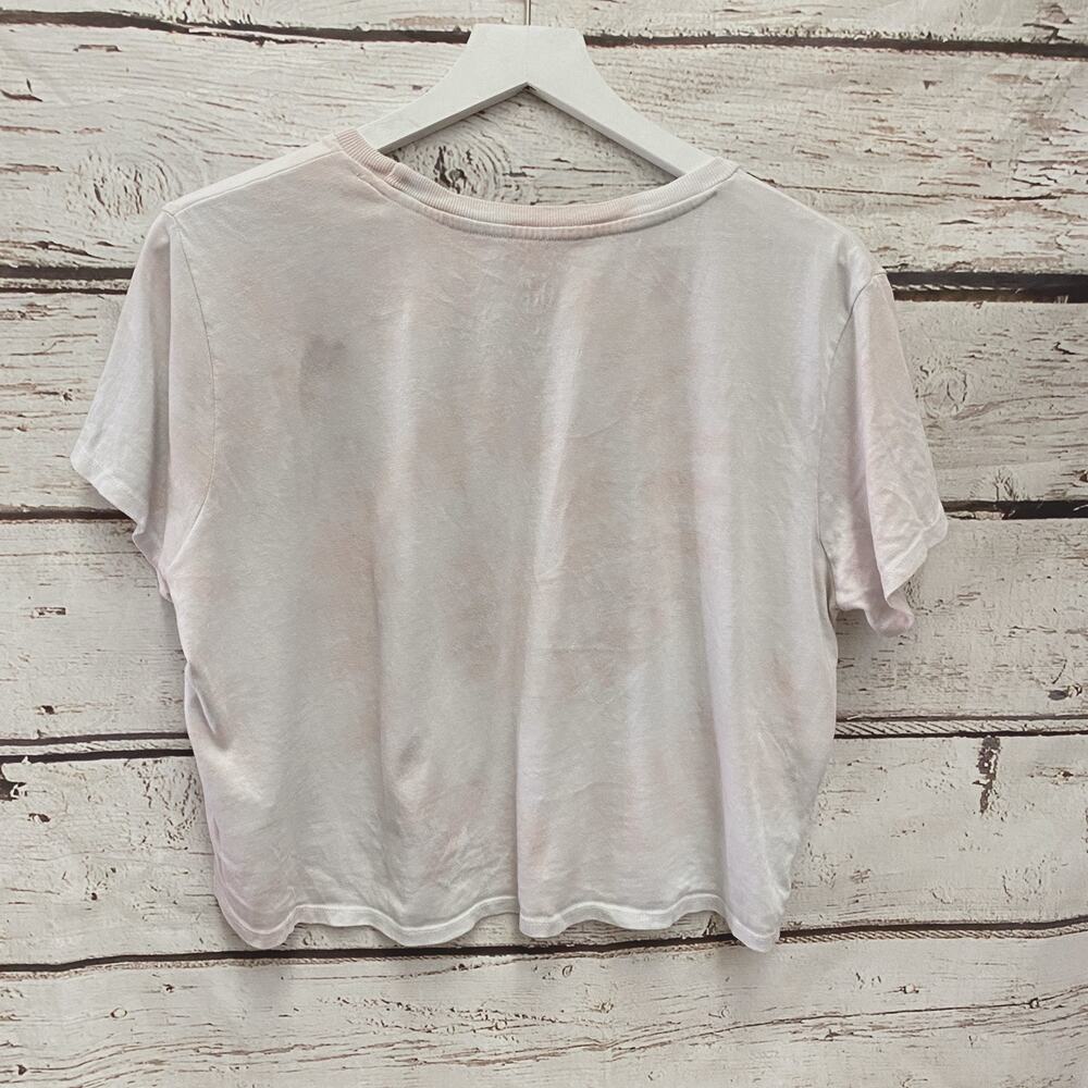 PURA VIDA Live Slow Sloth Tie Dye Graphic Crop Top Tee Pink Size Large - Picture 7 of 7